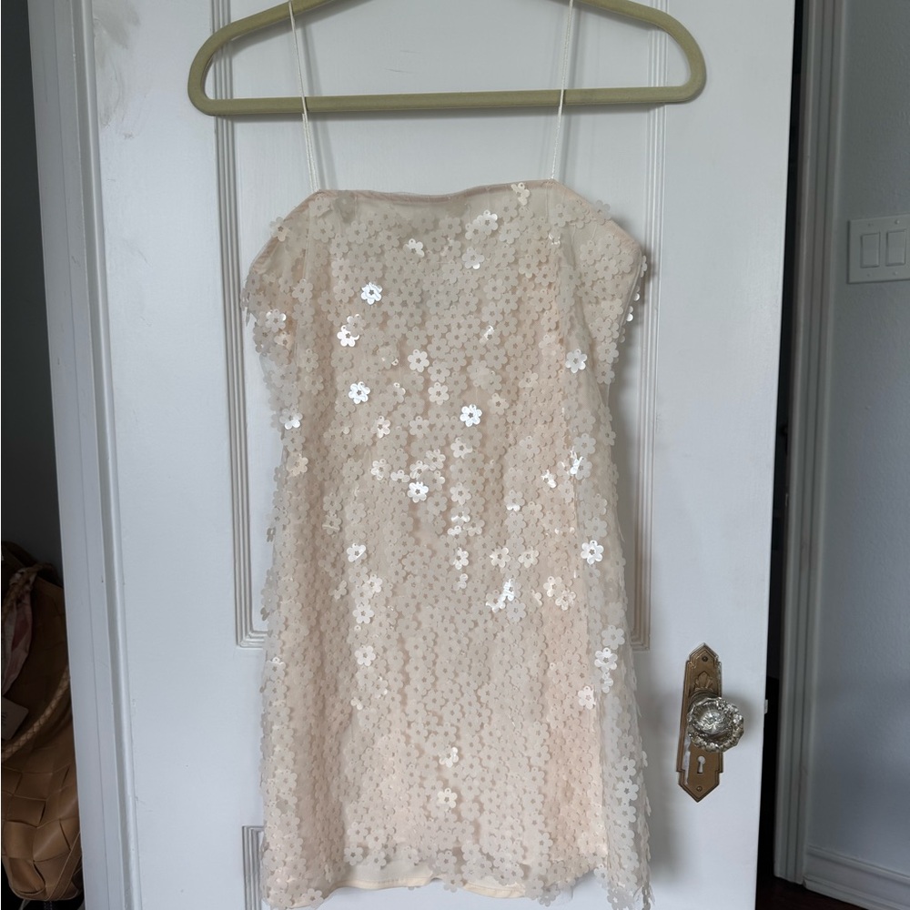 Zara Cream Sequin Mini Dress